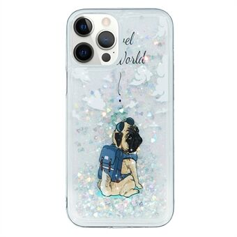 For iPhone 14 Pro Max 6.7 inch Glitter Bling Powder Quicksand Case Pattern Printing TPU Back Protective Cover