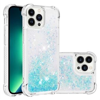 For iPhone 14 Pro Max 6.7 inch Phone Case TPU+PC Shockproof Cover with Liquid Floating Glitter Quicksand