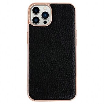 Stars Series For iPhone 14 Pro Max 6.7 inch Protective Back Cover Top Layer Cowhide Leather Coated TPU Nano Electroplating Phone Case