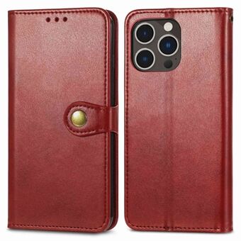 For iPhone 14 Pro Max 6.7 inch PU Leather Wallet Case Stand Magnetic Round Buckle Shockproof Protection Cover with Strap