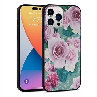 For iPhone 14 Pro Max Flower Pattern Printing PU Leather Coated TPU+PC Hybrid Protective Cover