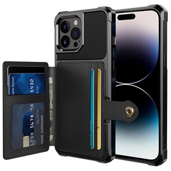 ZM03 Phone Case for iPhone 14 Pro Max, Wallet Kickstand Anti-scratch Phone Cover with Magnetic Metal Sheet