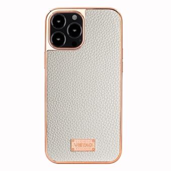 VIETAO For iPhone 14 Pro Max Anti-drop Phone Case Litchi Texture PU Leather Electroplating Scratch-resistant Phone Cover