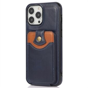 For iPhone 14 Pro Max Classic Style PU Leather Phone Case Kickstand Vertical Flip Card Pocket Design Shockproof Phone Cover