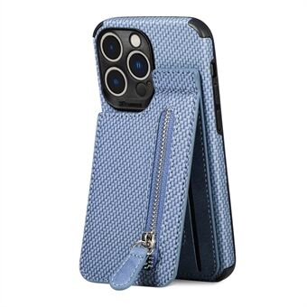 Cell Phone Case For iPhone 14 Pro Max, Anti-fall Zipper Pocket Cover Kickstand Woven Texture Magnetic Closure Card Holder Phone Shell