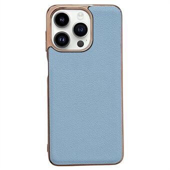 Non-slip Phone Case For iPhone 14 Pro Max, Anti-wear Electroplating Genuine Cowhide Leather Coated TPU+PC Back Cover