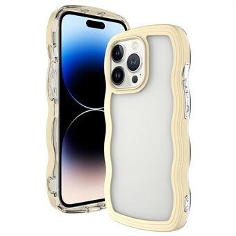 For iPhone 14 Pro Max Detachable Color Frame Transparent Back Cover Wave Edge PC + TPU Anti-scratch Anti-drop Phone Case