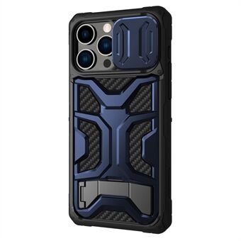 NILLKIN for iPhone 14 Pro Max Adventurer Pro Anti-drop Phone Case Kickstand Honeycomb Twill Slide Camera Cover TPU+PC Phone Cover