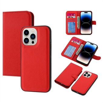 For iPhone 14 Pro Max Cross Texture Flodable Stand Leather Wallet Cover Detachable TPU Protective Case