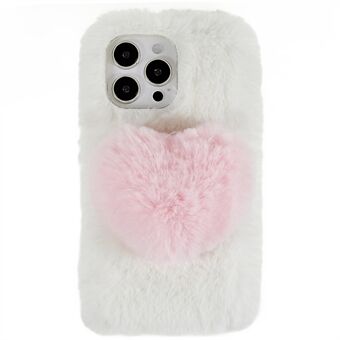 For iPhone 14 Pro Max Soft Fluffy Plush TPU Protective Case Love Heart Design Winter Phone Back Cover