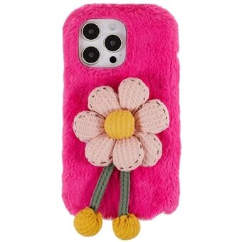 Winter Furry Phone Case for iPhone 14 Pro Max Anti-drop Cover Protective Shell with 3D Plush Doll