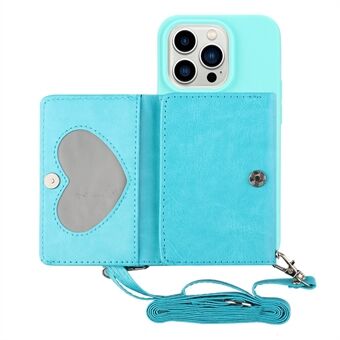 Drop-proof TPU Phone Case for iPhone 14 Pro Max, Kickstand PU Leather Wallet Back Cover with Shoulder Strap