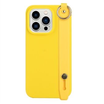 For iPhone 14 Pro Max Candy Color Phone TPU Cover Anti-drop Anti-scratch Case with Hand Strap Kickstand