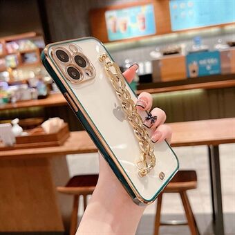 Hand Chain Design Back Case for iPhone 14 Pro Max, Dual Color Electroplating Soft TPU Protective Cover