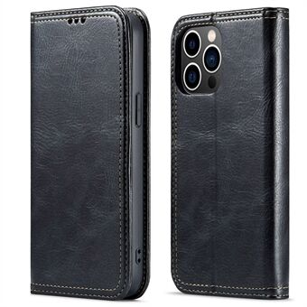 For iPhone 14 Pro Max Retro Texture PU Leather Phone Protective Case Dual Stitching Line Foldable Stand Wallet Cover