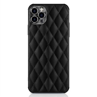 For iPhone 14 Pro Max Rhombus Texture Phone Case Raised Bezel Protection PU Leather+TPU Anti-dust Cell Phone Cover