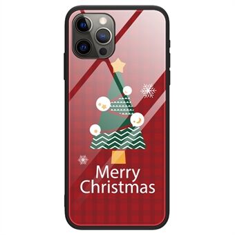 For iPhone 14 Pro Max Soft TPU + Tempered Glass Phone Case Christmas Pattern Printing Shockproof Anti-Scratch Cover - SD