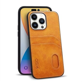 KSQ Style-C For iPhone 14 Pro Max Protective Case PU Leather Coated TPU Back Cover with 2 Card Slots