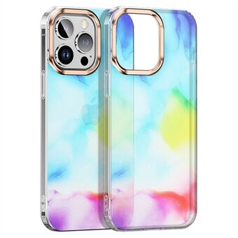 For iPhone 14 Pro Max Watercolor Glitter Powder Phone Case Electroplated Soft TPU Hard PC High Impact Gradient IMD Back Cover