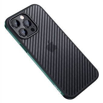 SULADA Luxury Series For iPhone 14 Pro Max Metal Frame+TPU Phone Drop-proof Case Carbon Fiber Texture Protective Back Cover