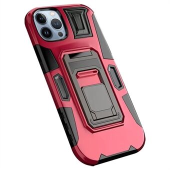 Drop-proof Mobile Phone Cover For iPhone 14 Pro Max Scratch-resistant TPU + PC Phone Case Kickstand Built-in Magnetic Metal Sheet