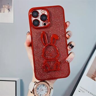 For iPhone 14 Pro Max Cute Rabbit Glitter Sparkly Cover Camera Lens Protection Shockproof TPU Electroplating Phone Case