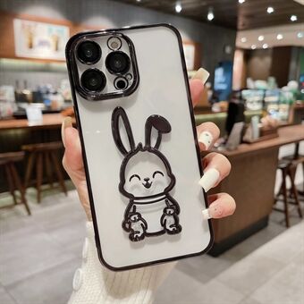 Fall Proof Back Shell for iPhone 14 Pro Max, Cute Rabbit Phone Case Clear TPU Protective Cover with Lens Film