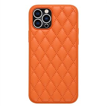 Back Case for iPhone 14 Pro Max, Shockproof Rhombus Texture PU Leather+TPU Anti-scratch Phone Cover Shell