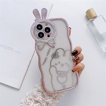 For iPhone 14 Pro Max Rabbit Ear Camera Lens Frame Phone Case Electroplating Soft TPU Back Cover