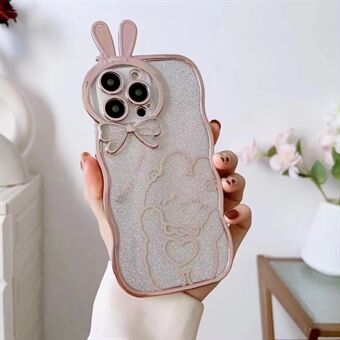 For iPhone 14 Pro Max Anti-fall Glitter Soft TPU Phone Back Cover Rabbit Design Electroplating Protective Phone Case