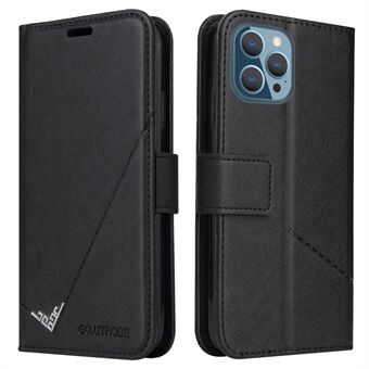 GQ.UTROBE For iPhone 14 Pro Max PU Leather Wallet Case Rectangular Metal Decor Folio Flip Foldable Stand Phone Cover