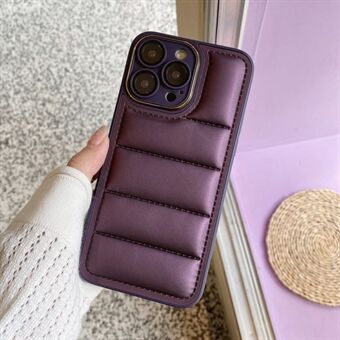 Down Jacket Design TPU Case for iPhone 14 Pro Max, Electroplating Lens Frame Phone Cover with Glass Lens Protector