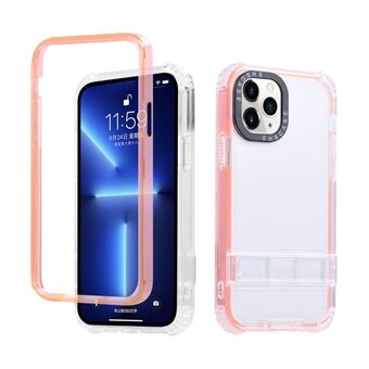 For iPhone 14 Pro Max Transparent Phone Drop-proof Case Hidden Kickstand Design TPU + PC Back Cover