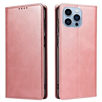 For iPhone 14 Pro Max Dustproof Phone Cover Wallet Magnetic Leather Stand Calf Texture Phone Case