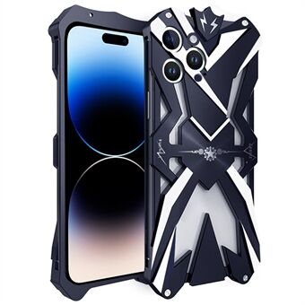 For iPhone 14 Pro Max Armor Metal Phone Case Rugged Shockproof Phone Cover - Black