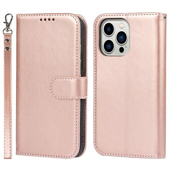 For iPhone 14 Pro Max Leather Phone Cover R61 Texture Felled Seam Phone Case with Wallet Stand