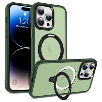 For iPhone 14 Pro Max Magnetic Ring Kickstand Phone Cover PC+TPU Phone Cover Compatible with MagSafe