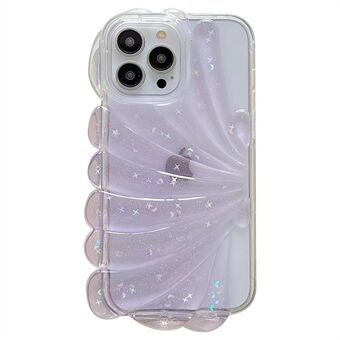 For iPhone 14 Pro Max Sparkly Star Epoxy Phone Case Soft TPU Cute 3D Sea Shell Anti-Slip Cover