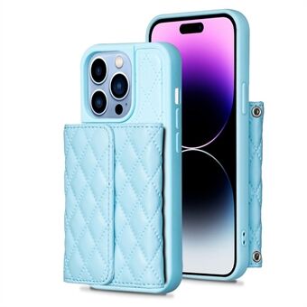 BF23-Style For iPhone 14 Pro Max Cell Phone Cover Kickstand PU Leather+TPU Phone Case with Horizontal Card Holder