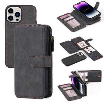 MEGSHI 007 Series for iPhone 14 Pro Max Anti-Drop Phone Shell Detachable PU Leather Wallet TPU PC Case