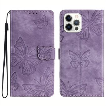 Shockproof Case for iPhone 14 Pro Max PU Leather Stand Wallet Butterfly Imprinted Skin-touch Phone Cover