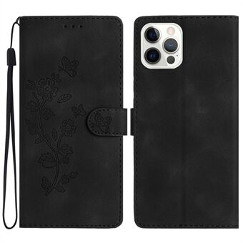 For iPhone 14 Pro Max Flower Imprint Phone Cover PU Leather Wallet Stand Case