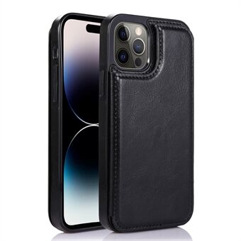 For iPhone 14 Pro Max Card Holder Kickstand Phone Cover Crazy Horse Texture Leather Coated TPU Mobile Case