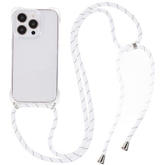 For iPhone 14 Pro Max Acrylic + TPU Clear Phone Case Four Corner Drop-proof Cover with Lanyard