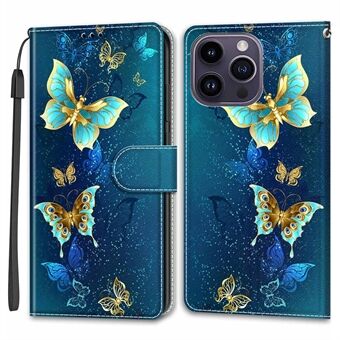 For iPhone 14 Pro Max Pattern Printed Leather Phone Case Card Holder Flip Stand Cover