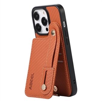 ABEEL Style 03 For iPhone 14 Pro Max PU Leather+TPU RFID Blocking Card Slot Cover Carbon Fiber Texture Phone Kickstand Case