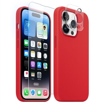 NORTHJO For iPhone 14 Pro Max Magnetic Case 3-in-1 Silicone Phone Cover with Tempered Glass Film+Camera Lens Protector