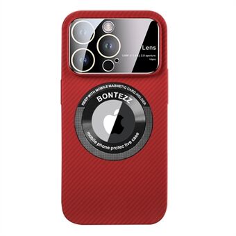 For iPhone 14 Pro Max PC Carbon Fiber Texture Phone Case Shockproof Magnetic Phone Cover with Concave Lens