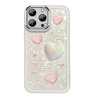 For iPhone 14 Pro Max TPU + Tempered Glass Phone Case 3D Heart Shape Lens Protector Phone Cover