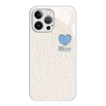 For iPhone 14 Pro Max Metal Paint Heart Decor Phone Case Oil Painting Tempered Glass+TPU Cell Phone Shell